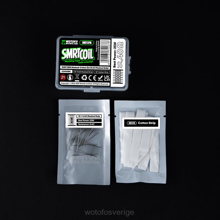 Wotofo SMRT rpm mesh-bomull set 0,4ohm mesh+bomull 44FJ349 Wotofo Vape Review